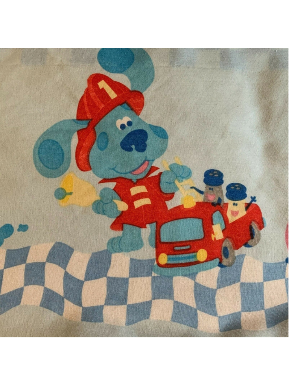 Vintage Blues Clues Twin Size Flat Sheet TV Show Cutter Fabric Quilting